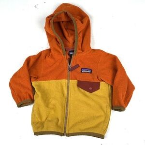 Patagonia Jacket Infant 3-6 Months Retro Fleece Full Zip Orange Yellow Hooded